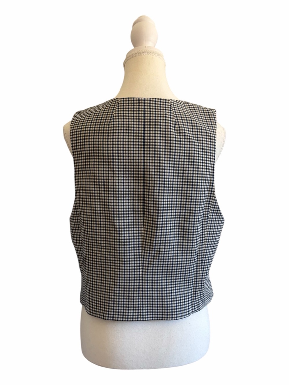 Madewell Sz 12 Waisted Houndstooth Vest In Yarn Die Wool Blend 4 Buttons Lined - Picture 6 of 12